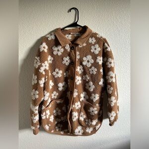 All in Favor Women’s Jacket With White Flowers Size Medium